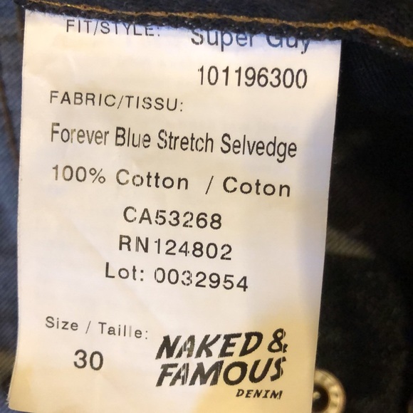 Naked & Famous Men’s Denim Jeans Super Guy Skinny Fit - Size 30 - Picture 5 of 13